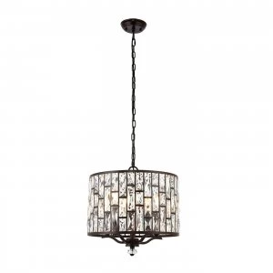 5 Light Ceiling Pendant Dark Bronze, Clear Crystal, E14