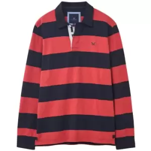 Crew Clothing Mens Heritage Stripe Rugby Top Coral XL