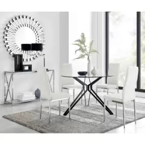 Furniture Box Cascina Dining Table and 4 White Milan Chairs