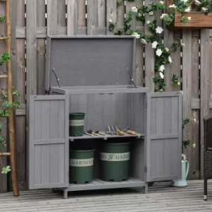 Alfresco Double Door Hinged Roof Garden Tool Storage Shed, Grey