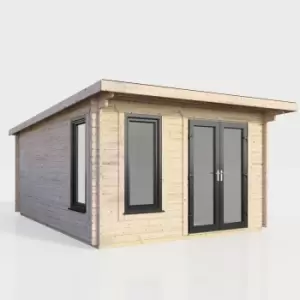 Power 12x14 Pent Log Cabin - Right Hand Door