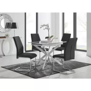 Lira 100 Extending Dining Table and 4 Black Lorenzo Chairs - Black