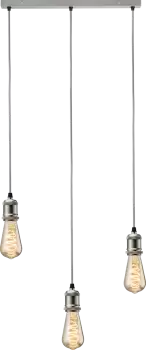 Knightsbridge CALLA - 230V E27 Vintage 3 Light Bar Pendant - Brushed Chrome - CALVI3BBC