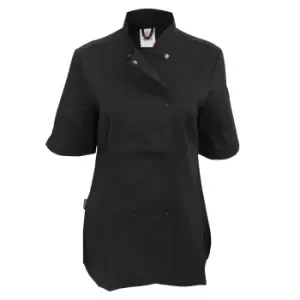 Dennys Womens/Ladies Short Sleeve Fitted Chef Jacket (XS) (Black)