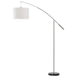 Floor Lamp Light Satin Nickel Shade White Fabric Hoop & Loop Tape Bulb E27 1x60W