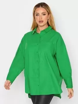 Yours Oversized Poplin Shirt Green, Size 20, Women