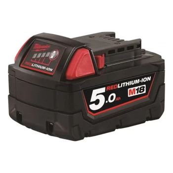 Milwaukee Power Tools M18 B5 REDLITHIUM-ION Slide Battery Pack 18V 5.0Ah Li-ion