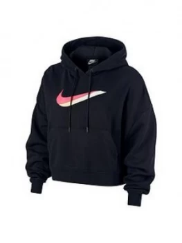 Nike NSW Icon Clash Pullover Hoodie (Curve) - Black, Size 26-28=3X, Women