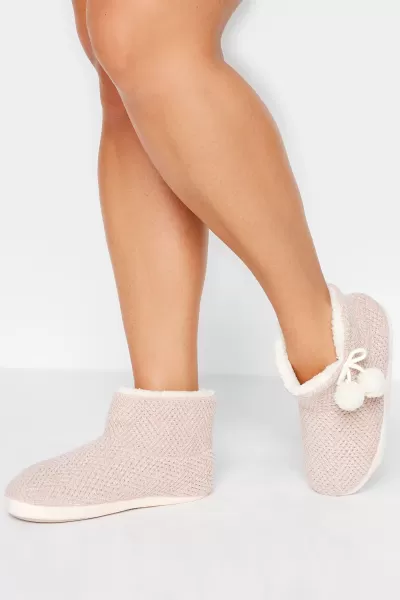 Wide Fit Fluffy Chevron Slipper Boots