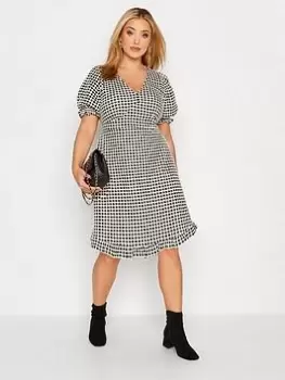 Yours V Neck Dress Checked - Black/White, Size 22-24, Women