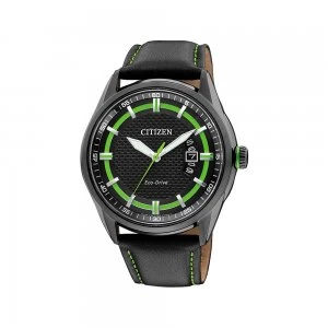 Citizen Eco-Drive Mens Leather Strap Watch AW1184-05E - Black