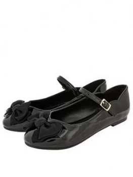 Monsoon Girls Emery Patent Bow Ballerina - Black, Size 13 Younger