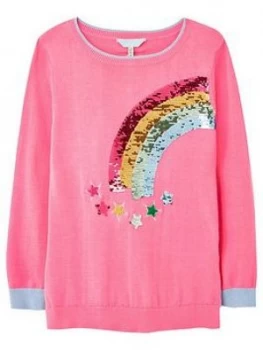 Joules Girls Meryl Rainbow Knitted Jumper - Pink, Size Age: 6 Years, Women