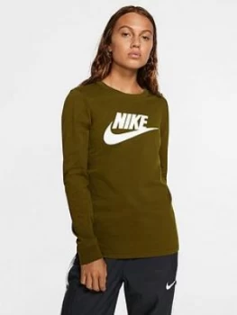 Nike Nsw Essentials Icon Futura Long Sleeve Top - Olive