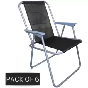 Samuel Alexander - 6 x Foldable Garden Chairs Fixed position garden chairs with grey frame and Black fabric