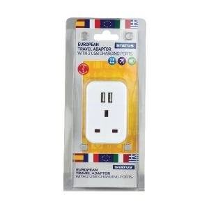 Status European USB Travel Adaptor Pack of 3 S2USBPTEURO1PK3