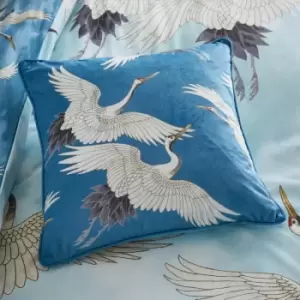 Catherine Lansfield Cranes Piped Edge Filled Cushion, Duck Egg, 45 x 45 Cm