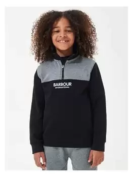 Barbour International Boys Circuit Half Zip Sweat Top - Black, Size 8-9 Years