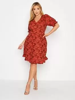 Yours V Neck Dress Floral, Red, Size 20, Women