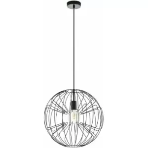 Pendant Ceiling Light Colour Nickel Shade Circular Open Wire Frame E27 1x60W