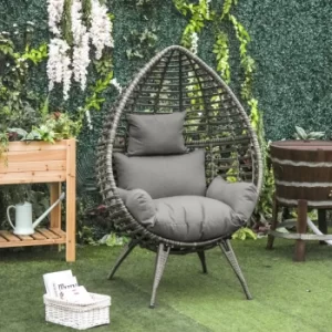 Outsunny Outdoor Indoor Rattan Egg Chair Wicker Weave Teardrop Chair with Cushion