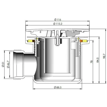 90mm Mega Flow Shower Waste - Chrome - Nuie