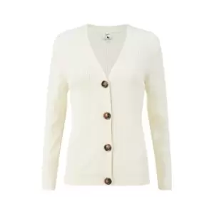 Yumi Cream Ribbed Knitted Cardigan - Cream