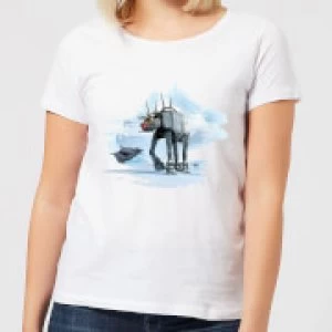 Star Wars AT-AT Reindeer Womens Christmas T-Shirt - White - 5XL