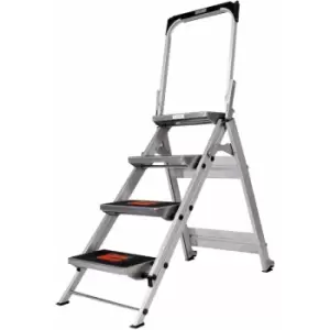 Loops - 0.9m premium trade Folding Step Ladders 4 Tread Anti Slip Aluminium Safety Steps