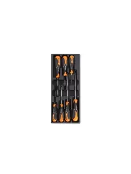 Beta Tools T228 7pc Stainless Steel Flat/PH Screwdriver Set Tray for Roller Cab