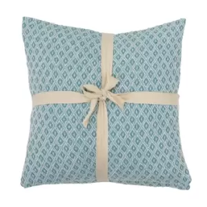 Simply Green Recycled Cotton Geometric Cushion Blue