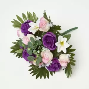 Purple Rose & Lily Bouquet - Purple - Homescapes