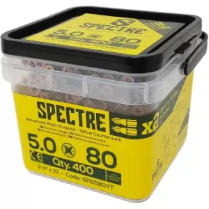 Spectre Woodscrew Tub 5.0x80mm (400 Piece) in Gold