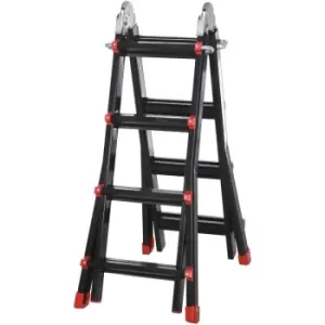 4M Aluminium Duo Ladder Telescopic Herringbone Multi Purpose DIY Non-Slip - Homcom