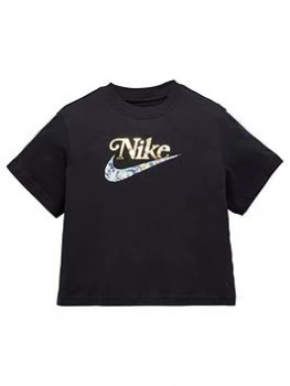 Nike Girls NSW Boxy Energy T-Shirt - Black, Size L=12-13 Years, Women