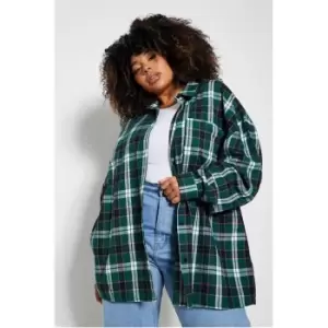 I Saw It First Plus Size Oversized Check Shirt - Green