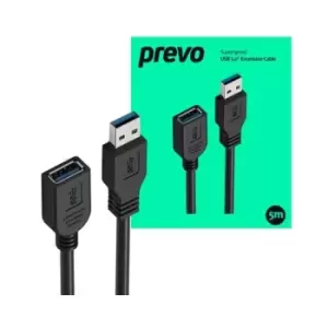 PREVO USBM-USBF-5M-3.0 USB cable USB 3.2 Gen 1 (3.1 Gen 1) USB A Black