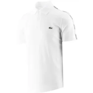 Lacoste White Branded Bands Stretch Cotton Polo Shirt