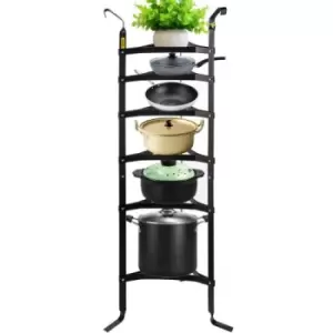 VEVOR 6-Tier Cookware Stand, 61-inch Multi-Layer Pot Rack, Carbon Steel Cookware Shelf, Cookware Storage Tower, Unassembled Kitchen Corner Shelf Rack