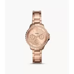 Fossil Womens Izzy Multifunction Rose Gold-Tone Stainless Steel Watch - Rose Gold