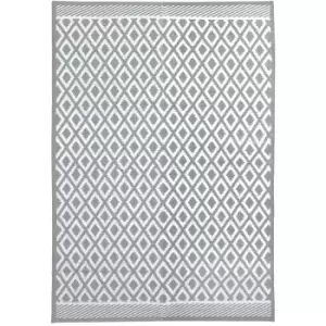 Small Diamond Waterproof Indoor/Outdoor Rug 170x120cm - Grey, White / Small Diamond - Charles Bentley