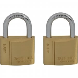 Faithfull 2 Piece Keyed Alike Brass Padlock Set 40mm Standard