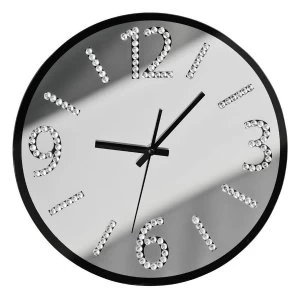 Premier Housewares Black Mirror with Diamantes Wall Clock