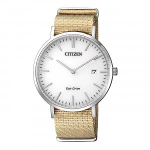 Citizen Eco-Drive Mens Nylon Strap Watch AU1080-20A - Beige