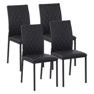 HOMCOM Dining Chairs Faux Leather Accent Chairs Set Of 4 Black