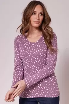 Wrinkle Free Long Sleeve Spot Jersey Top