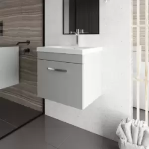 Nuie - Athena Wall Hung 1-Drawer Vanity Unit with Basin-2 500mm Wide - Gloss Grey Mist