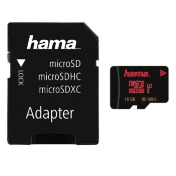 Hama microSDHC 16GB UHS Speed Class 3 UHS-I 80MB/s + Adapter/Photo