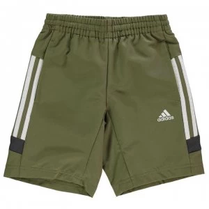 adidas Tri-Coloured Shorts Junior Boys - Khaki/Wht/DGrey