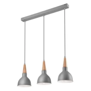 Francesca Bar Pendant Ceiling Light Silver, 3x E27